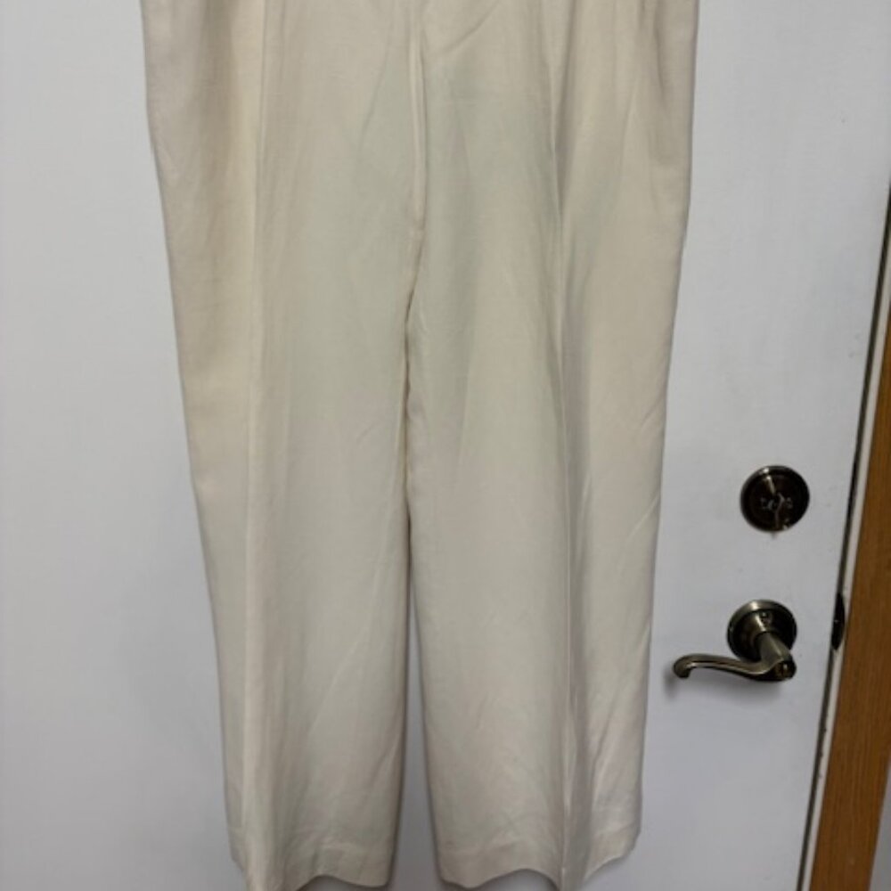 Coldwater Creek Womens Silk & Linen Pull On Ivory Lined Dress Pants. Sz. PM - Picture 2 of 5